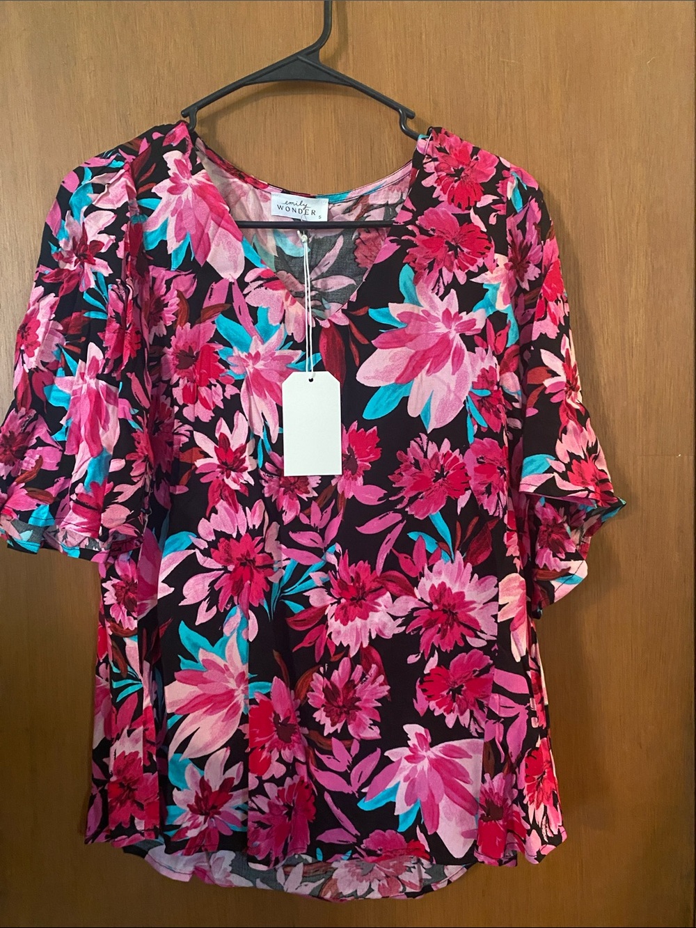 Emily Wonder Pink Floral Bell Sleeve Blouse